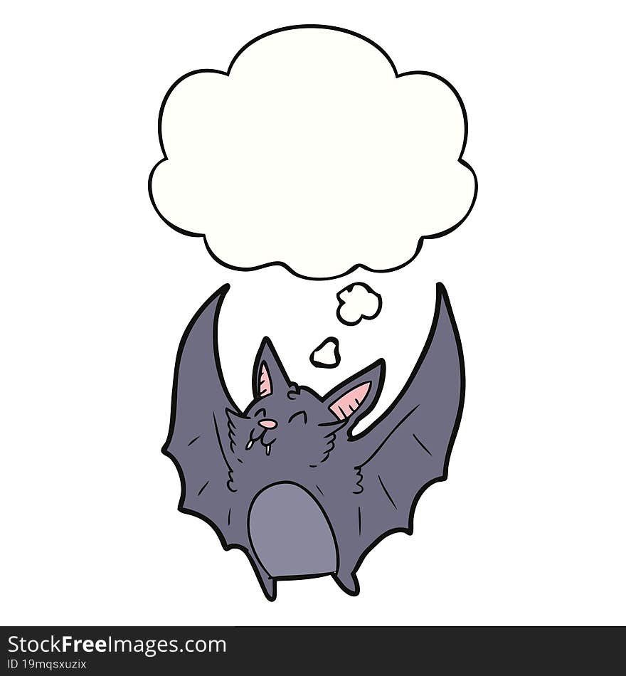 cartoon halloween bat and thought bubble