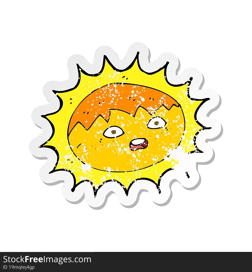 Retro Distressed Sticker Of A Cartoon Sun