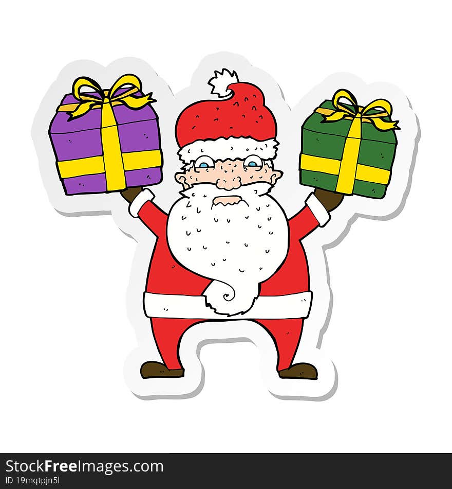 sticker of a cartoon annoyed santa