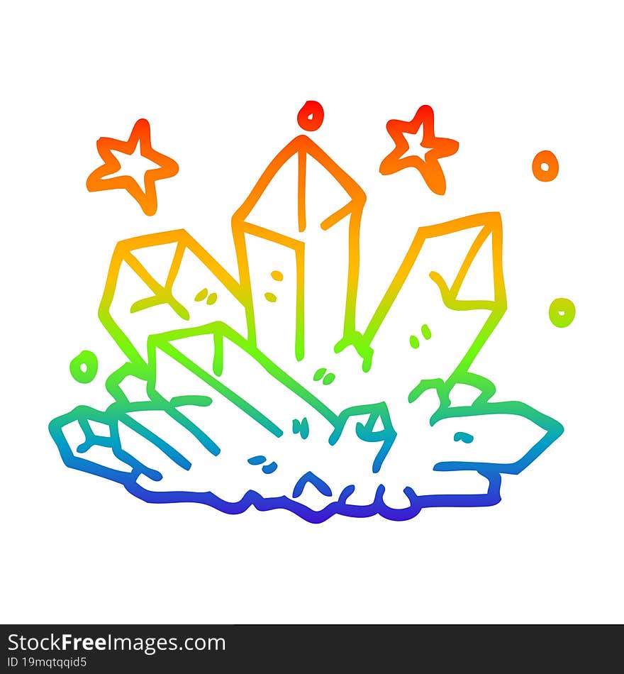 rainbow gradient line drawing cartoon crystal sparkling