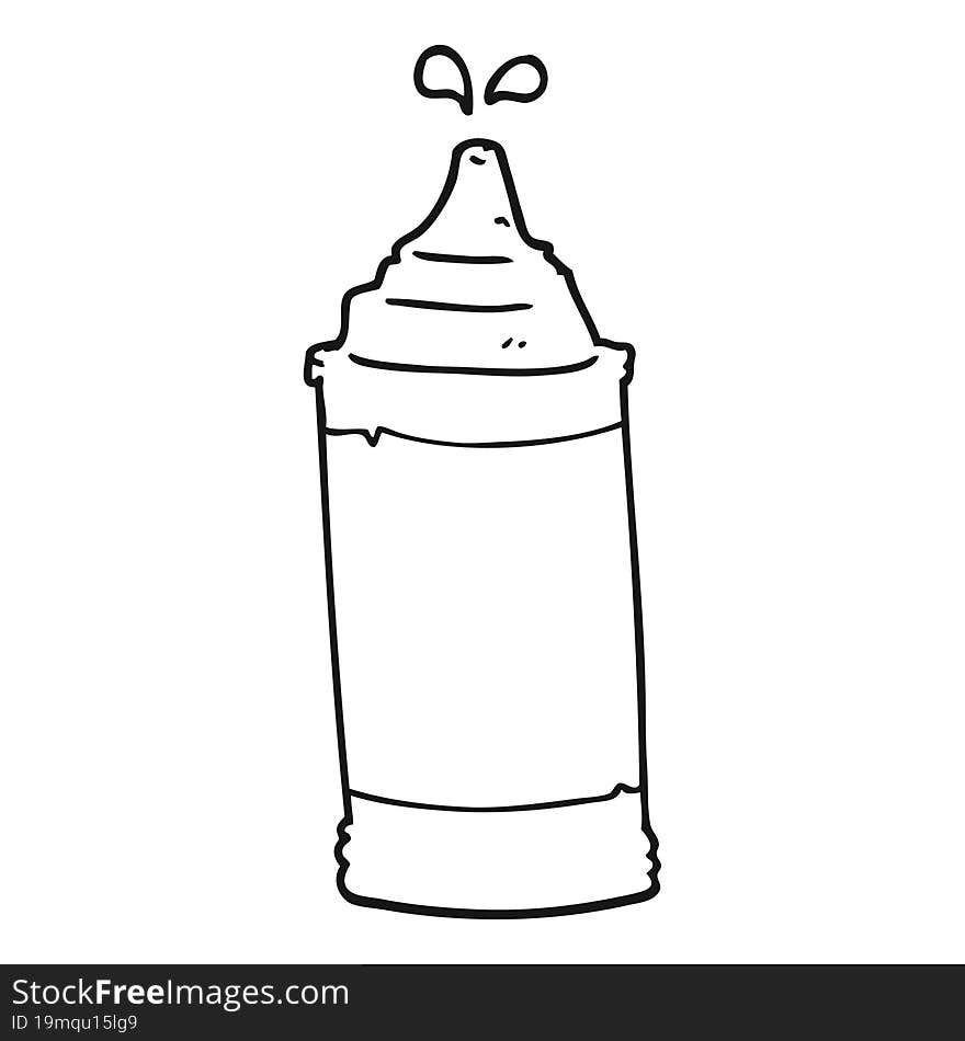 black and white cartoon mustard bottle