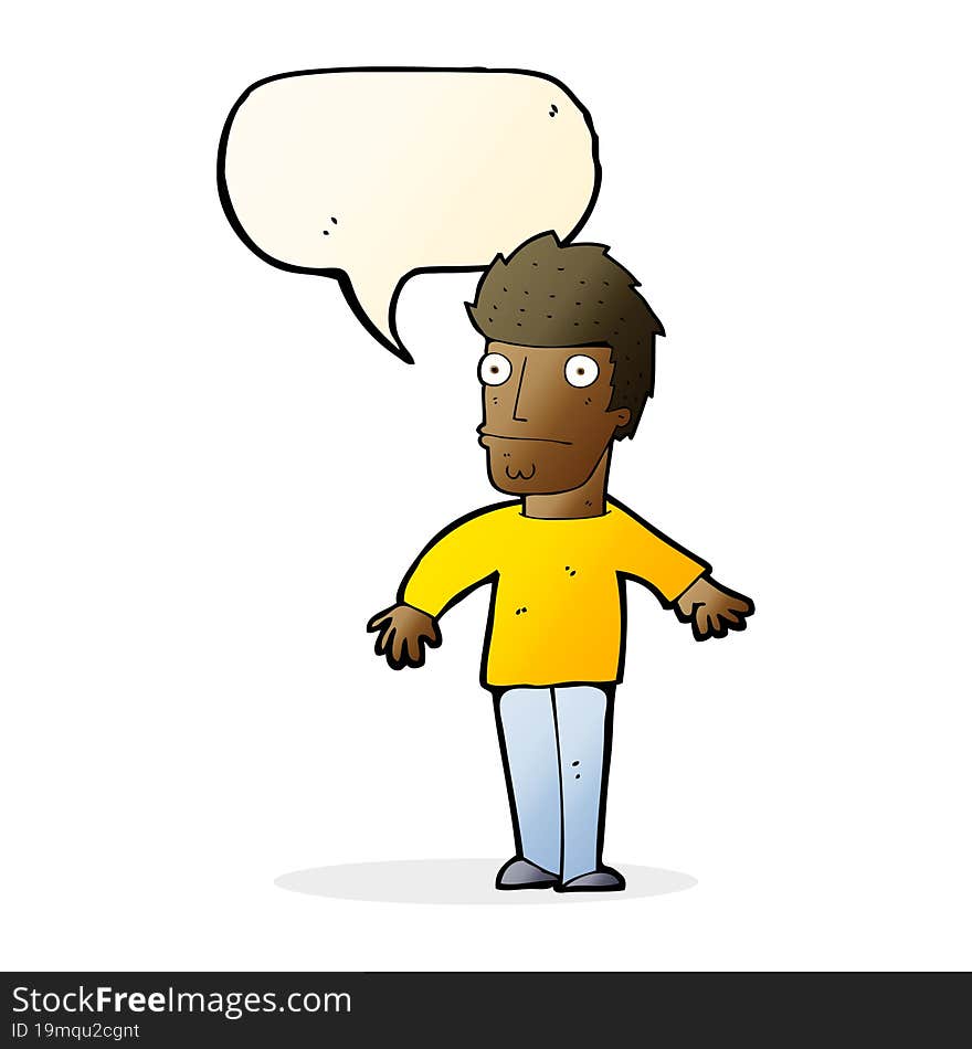 cartoon worried man with speech bubble