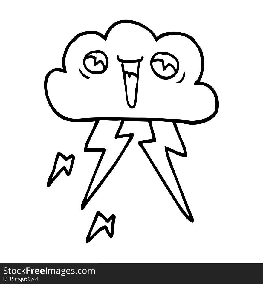 line drawing cartoon lightening cloud