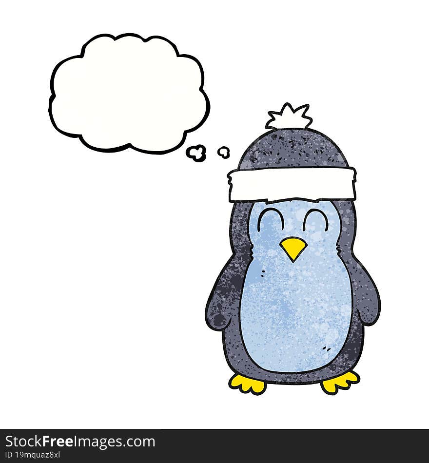 Thought Bubble Textured Cartoon Penguin