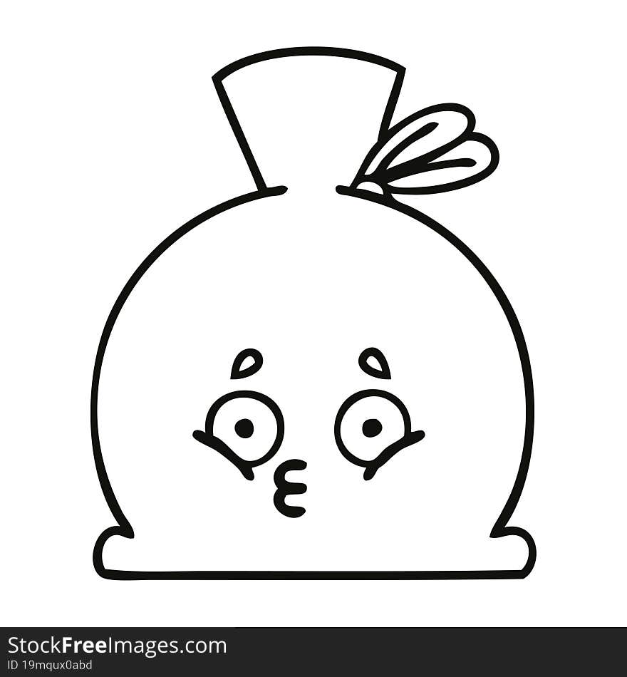 line drawing cartoon of a sack. line drawing cartoon of a sack