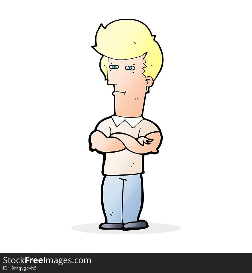 cartoon man with folded arms