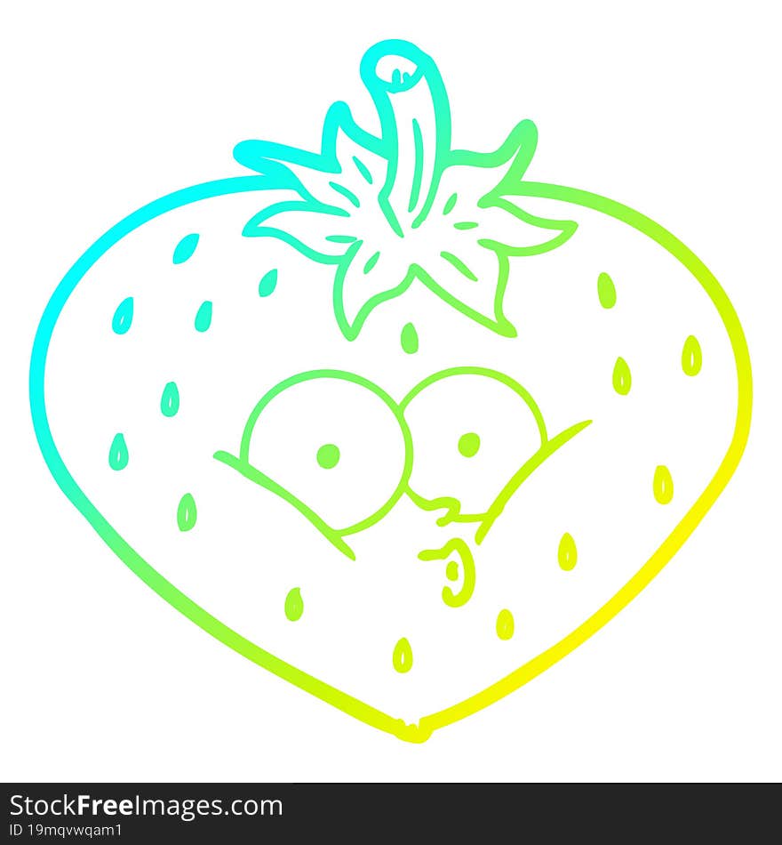 Cold Gradient Line Drawing Cartoon Strawberry