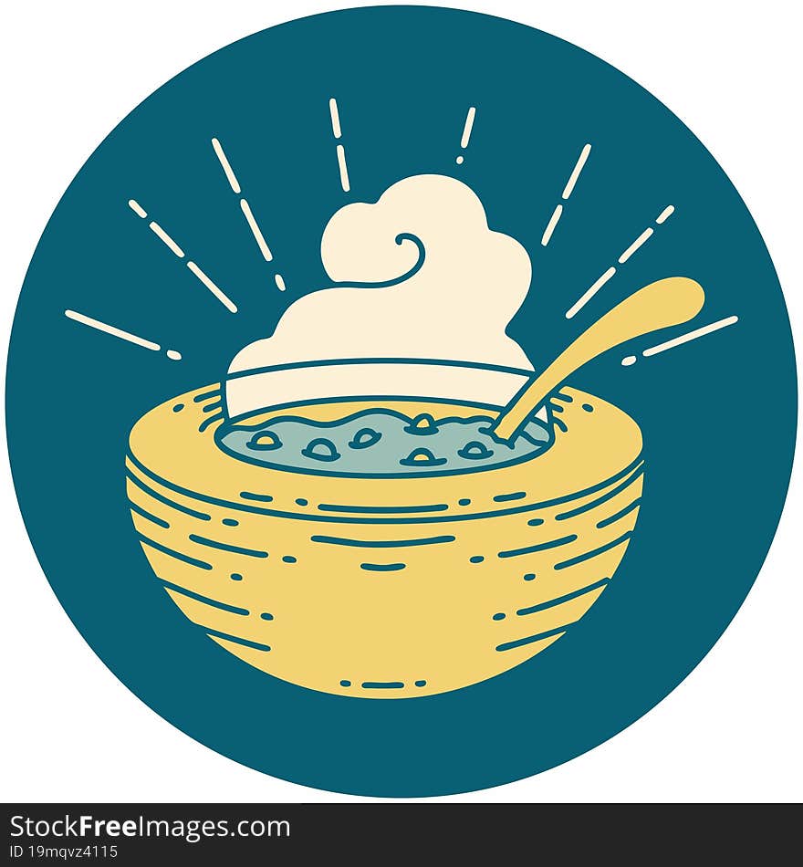 icon of tattoo style bowl of soup