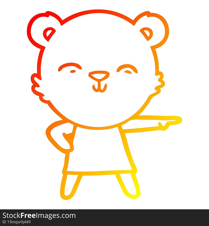 Warm Gradient Line Drawing Happy Cartoon Bear