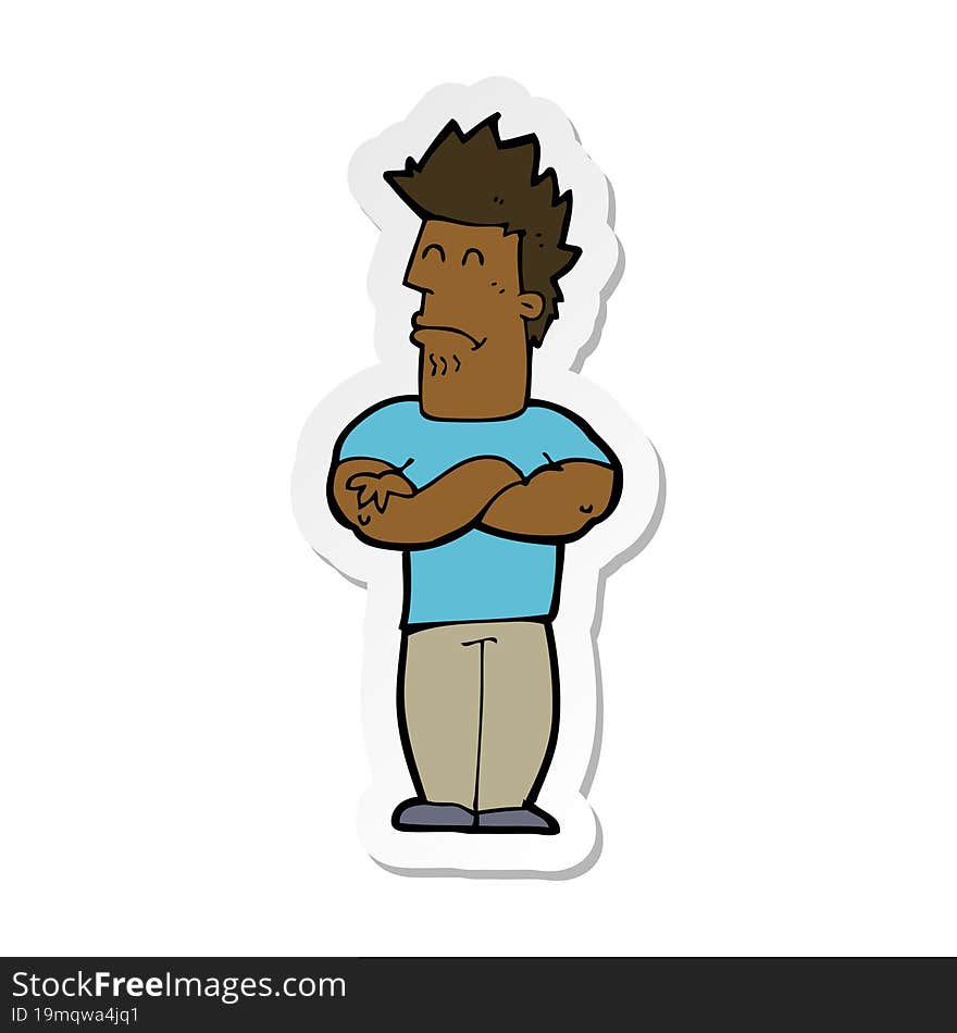 sticker of a cartoon sulking man