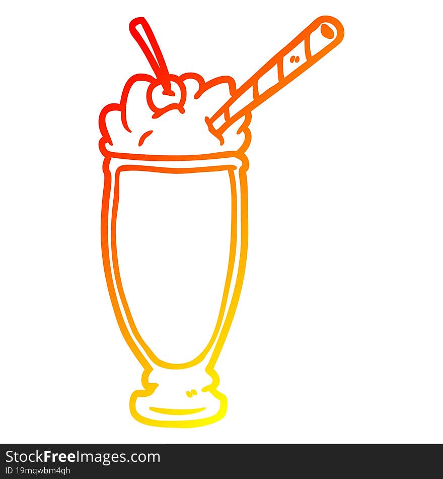 warm gradient line drawing milkshake