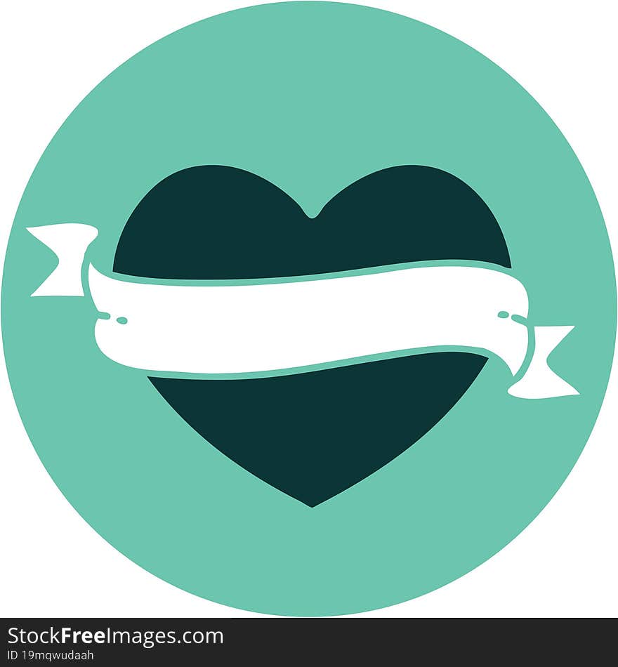 iconic tattoo style image of a heart and banner. iconic tattoo style image of a heart and banner