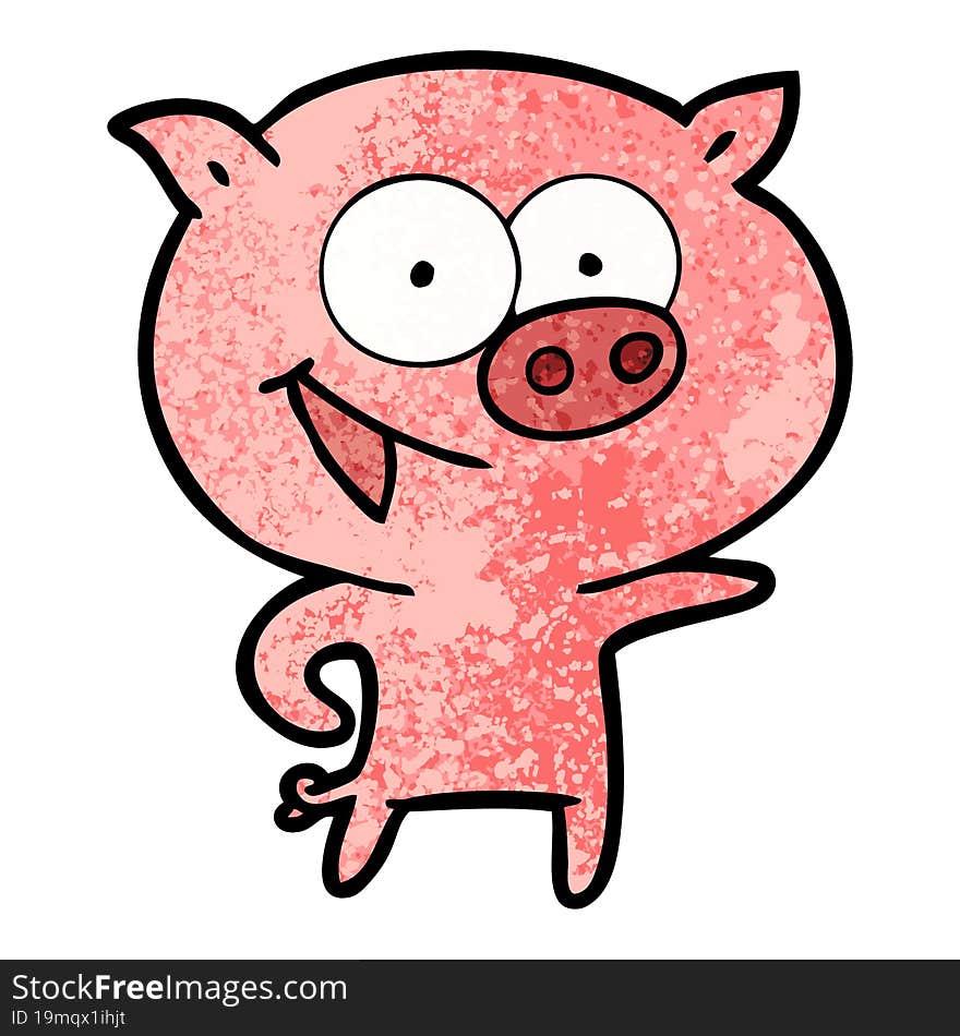 cheerful pig cartoon. cheerful pig cartoon