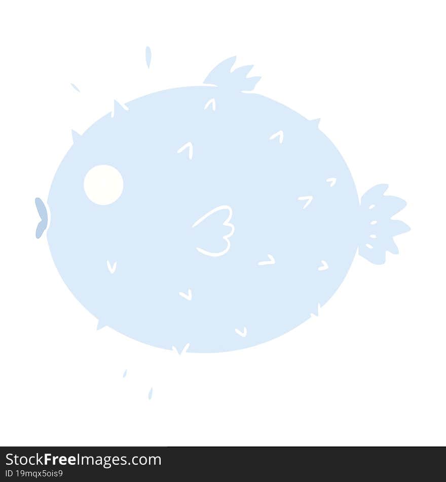 flat color style cartoon puffer fish