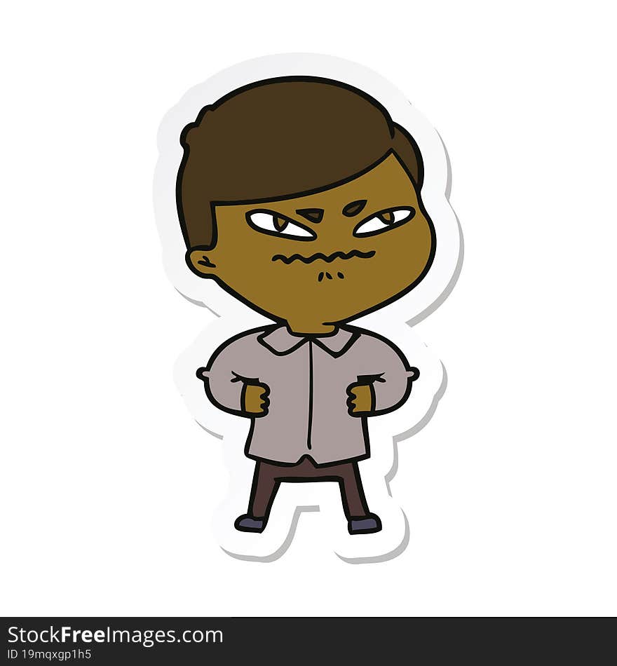 Sticker Of A Cartoon Angry Man