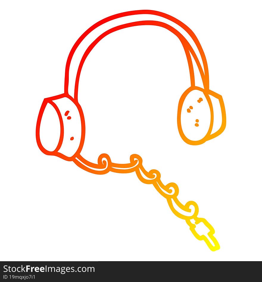 warm gradient line drawing cartoon headphones