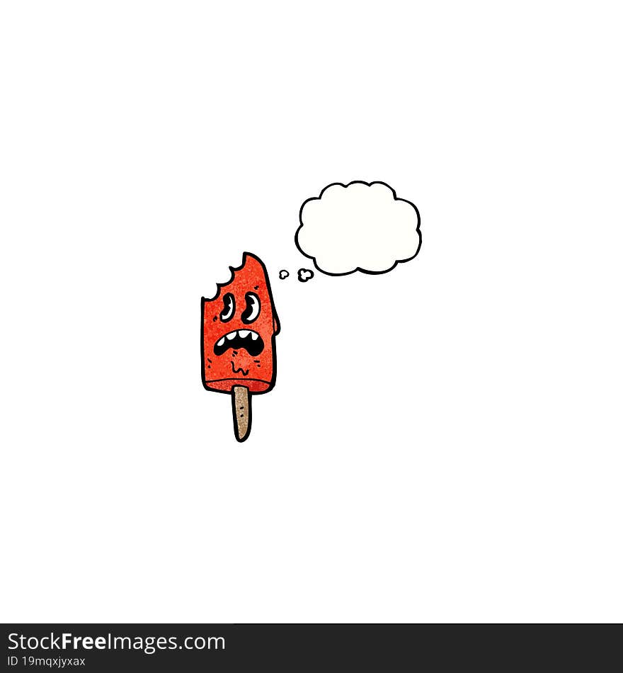 cartoon ice lolly character with bite