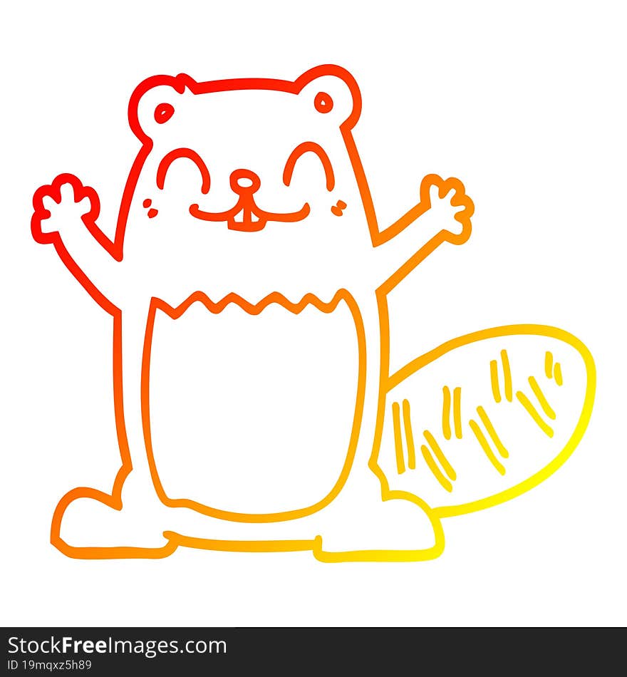 warm gradient line drawing cartoon beaver