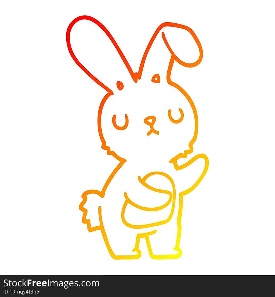 warm gradient line drawing cute cartoon rabbit