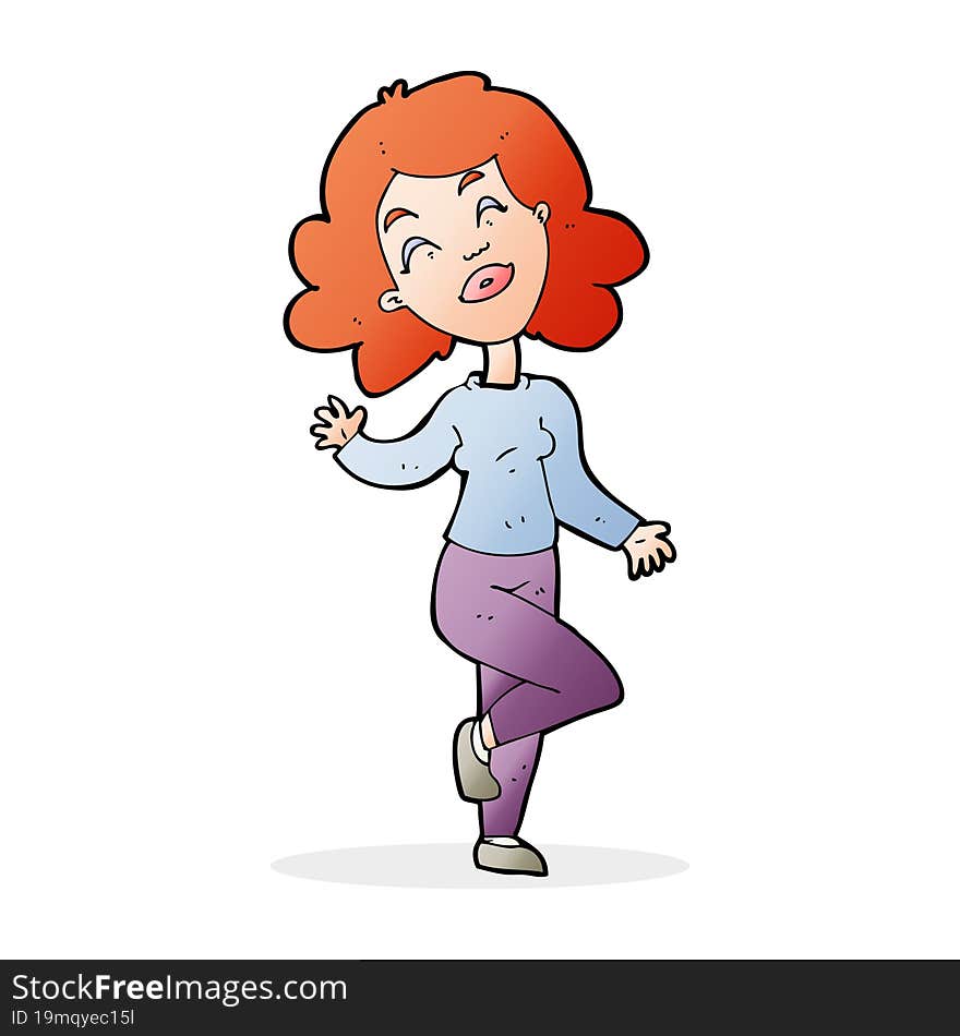 Cartoon Happy Woman Dancing