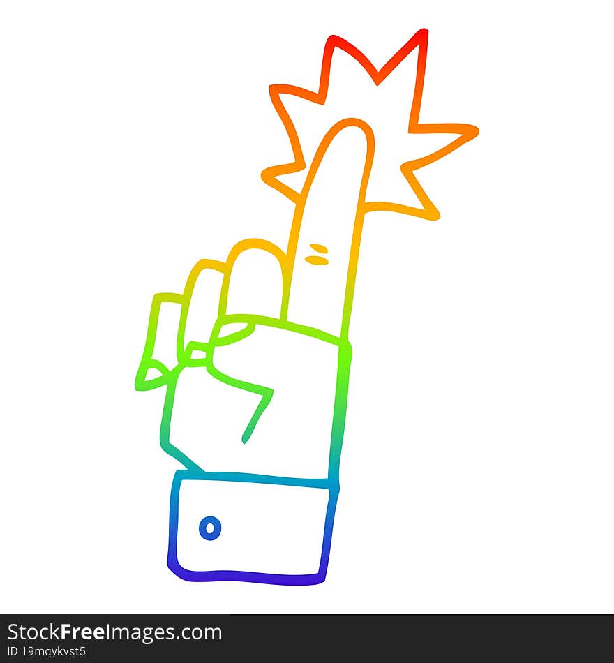 rainbow gradient line drawing cartoon pointing hand