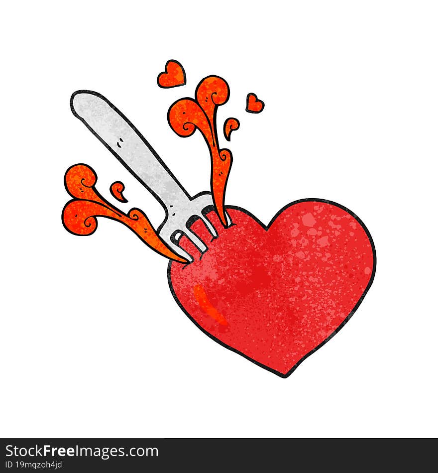 textured cartoon fork in heart