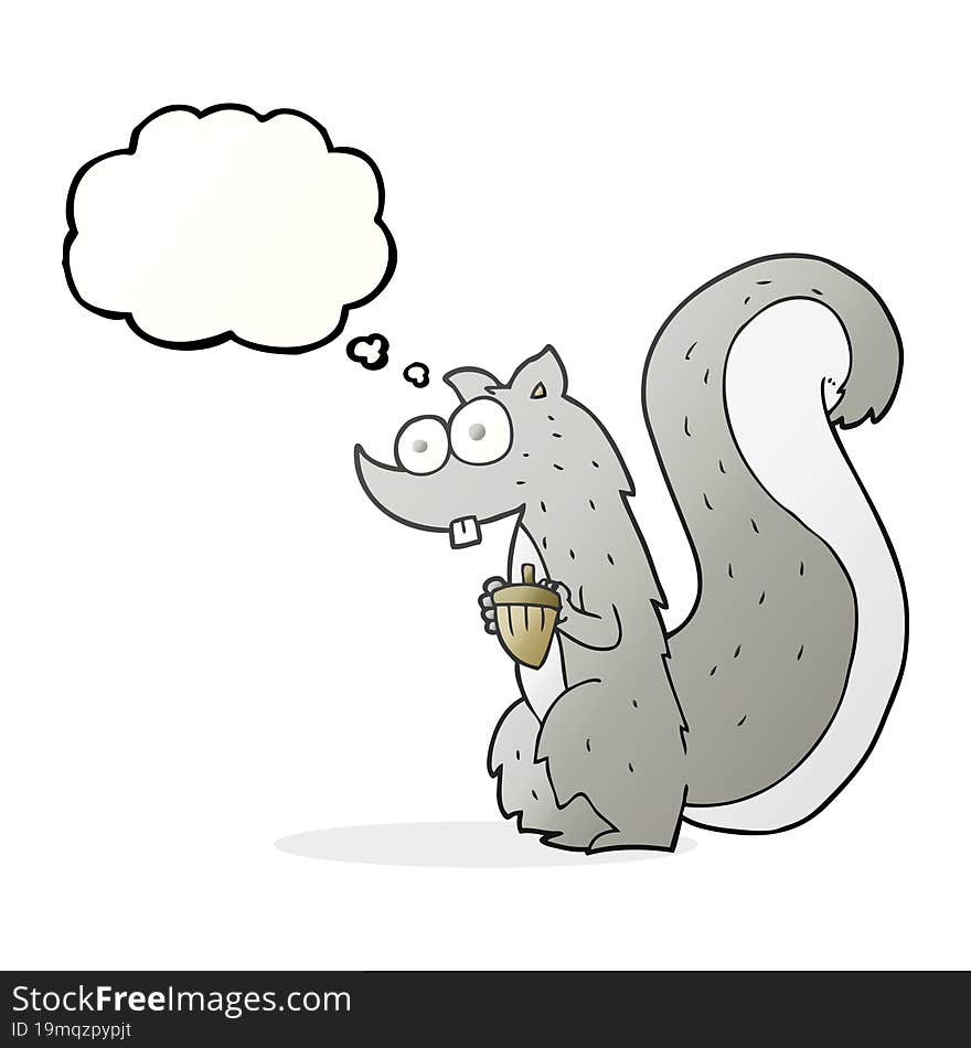 thought bubble cartoon squirrel with nut