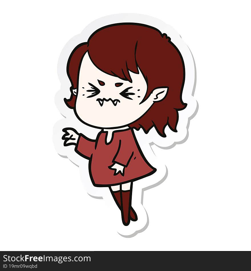 sticker of a annoyed cartoon vampire girl