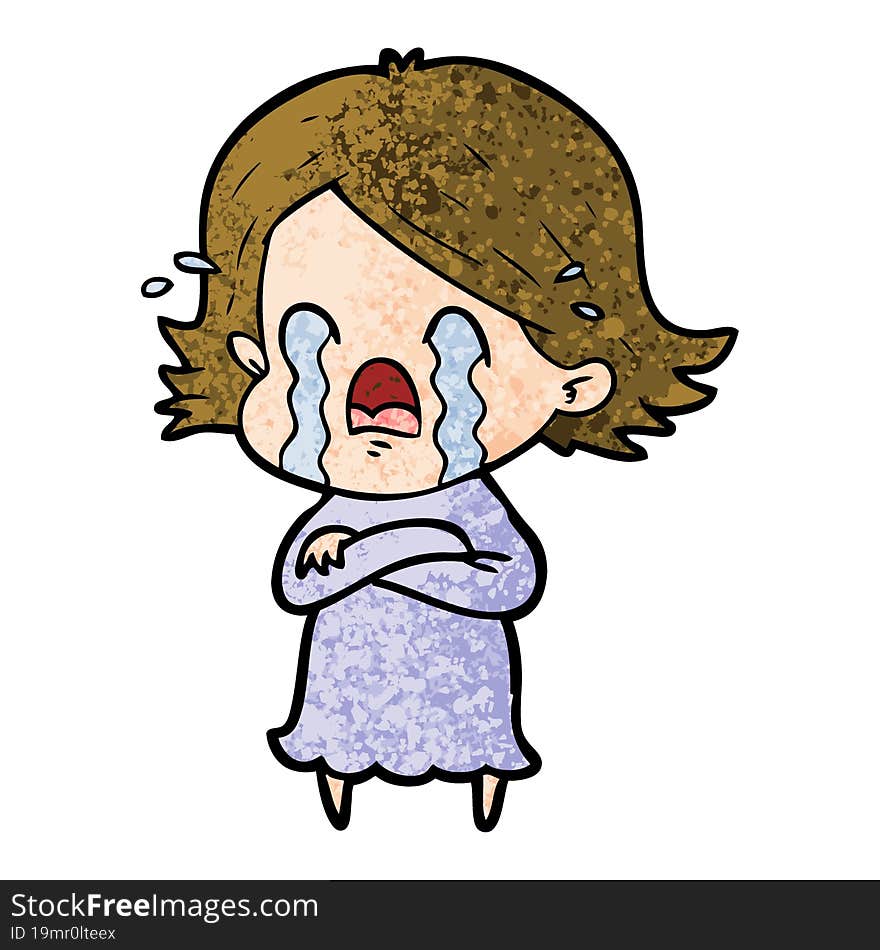 cartoon woman crying. cartoon woman crying