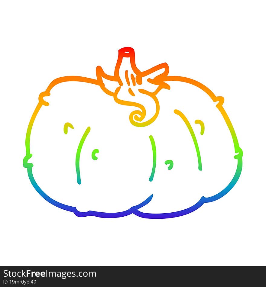 Rainbow Gradient Line Drawing Cartoon Pumpkin