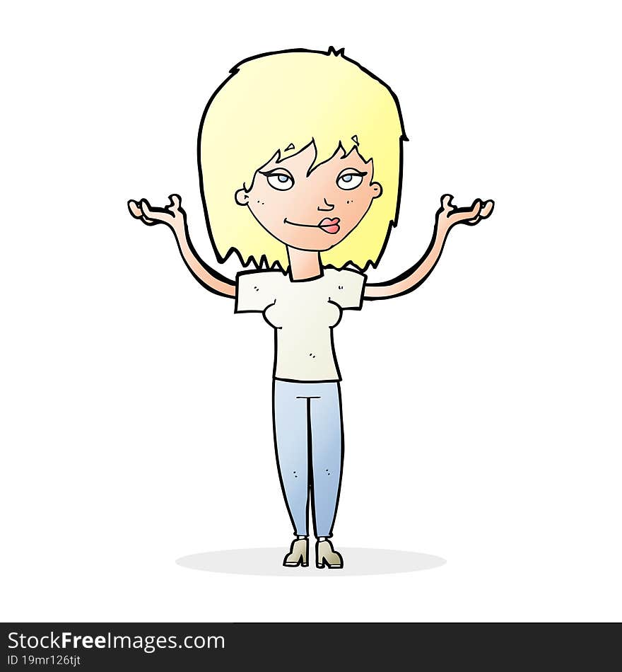 cartoon woman shrugging