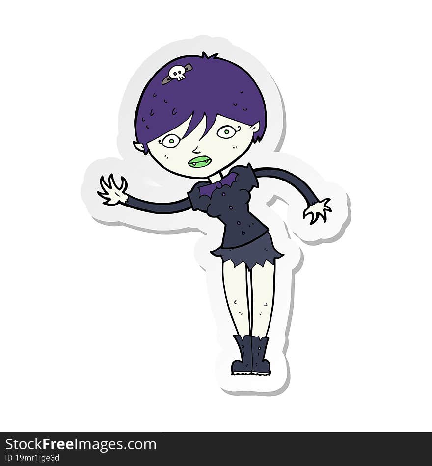 Sticker Of A Cartoon Vampire Girl