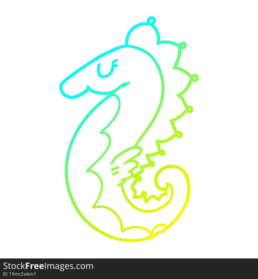 cold gradient line drawing cartoon sea horse