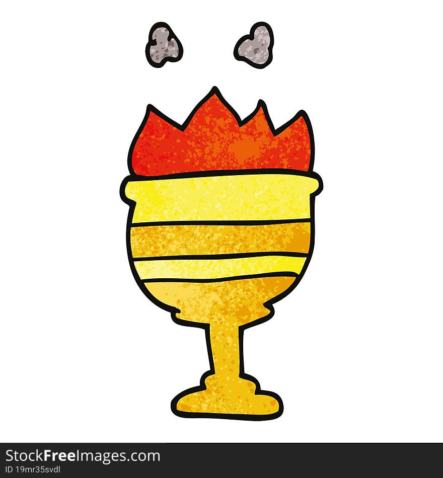 cartoon doodle flaming golden cup