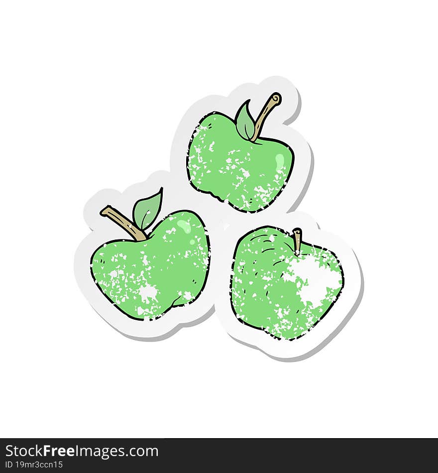 Retro Distressed Sticker Of A Cartoon Healthy Apples