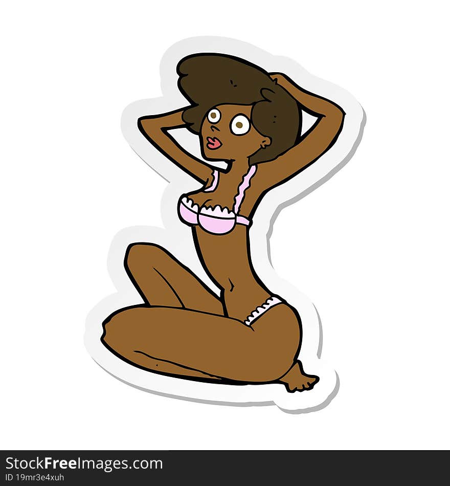 sticker of a cartoon underwear model