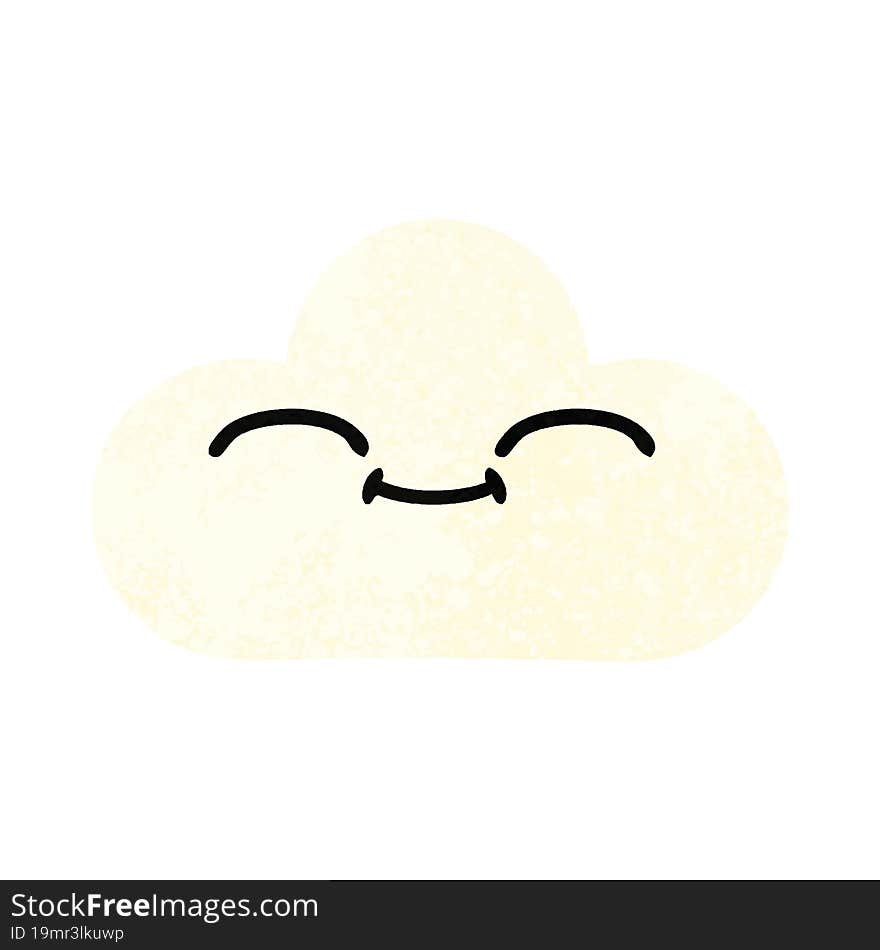 retro illustration style cartoon white cloud