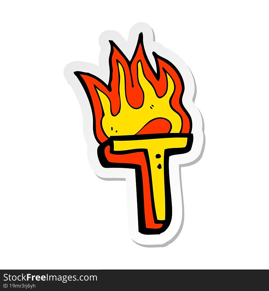 sticker of a cartoon flaming letter