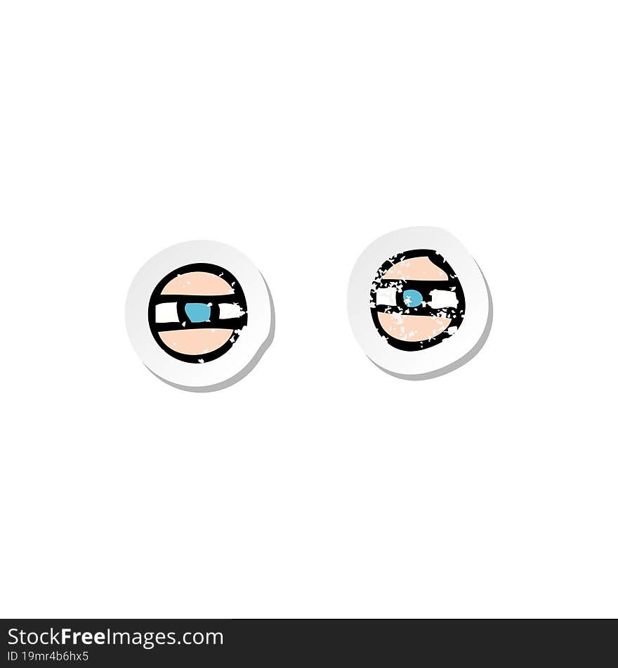 Retro Distressed Sticker Of A Cartoon Narrowed Eyes