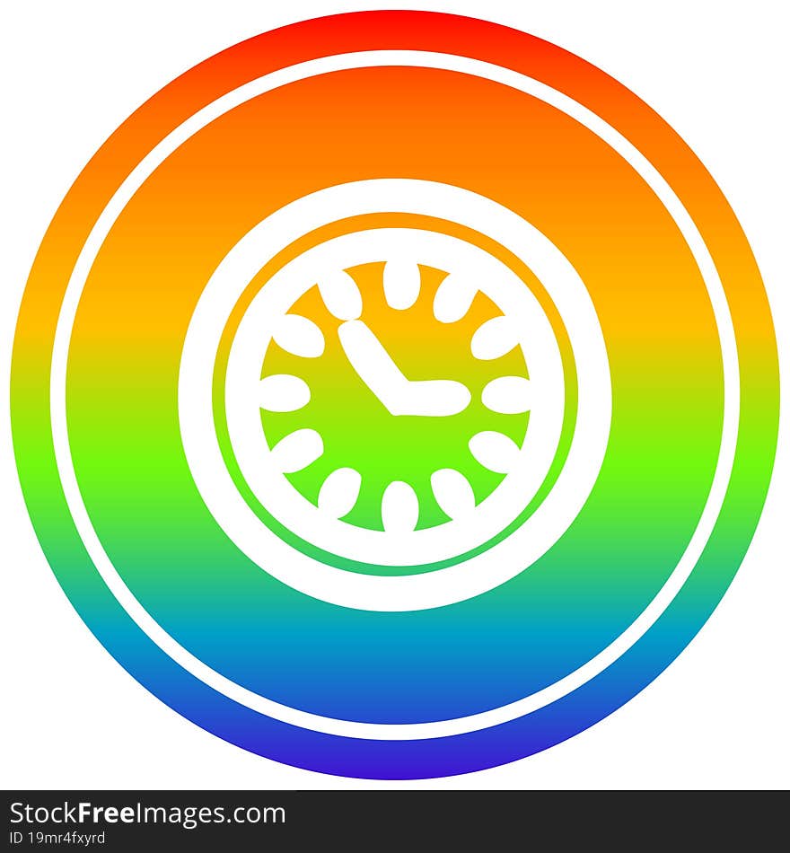 Wall Clock Circular In Rainbow Spectrum