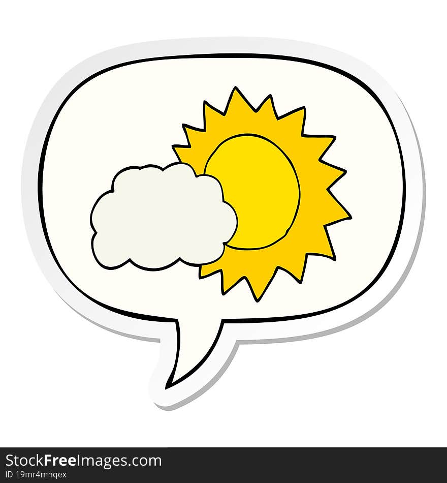 cartoon weather with speech bubble sticker. cartoon weather with speech bubble sticker