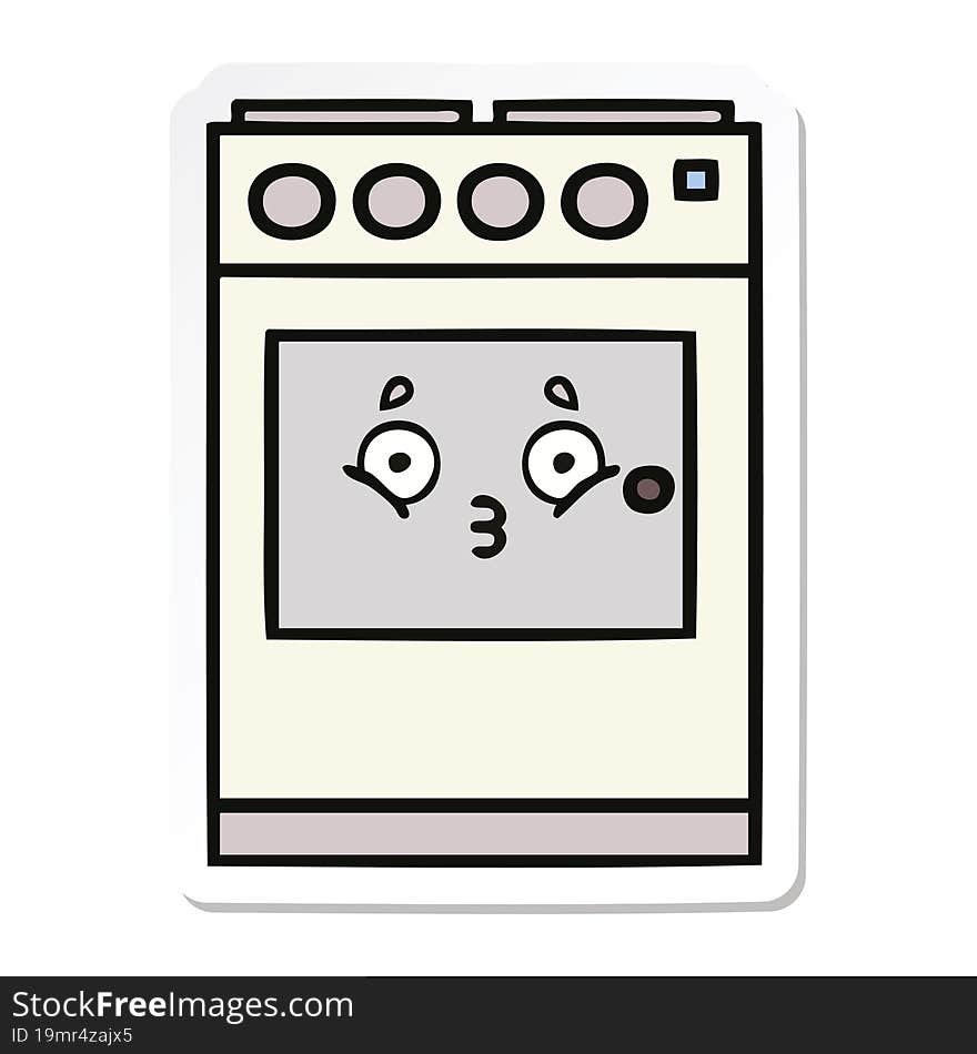 Sticker Of A Cute Cartoon Kitchen Oven