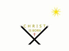 Christ Is Born Calligraphic Crib Stock Image