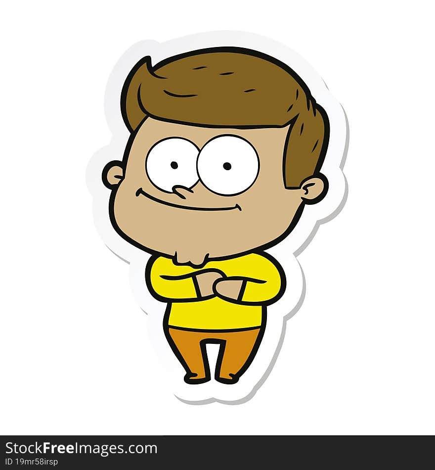 sticker of a cartoon happy man