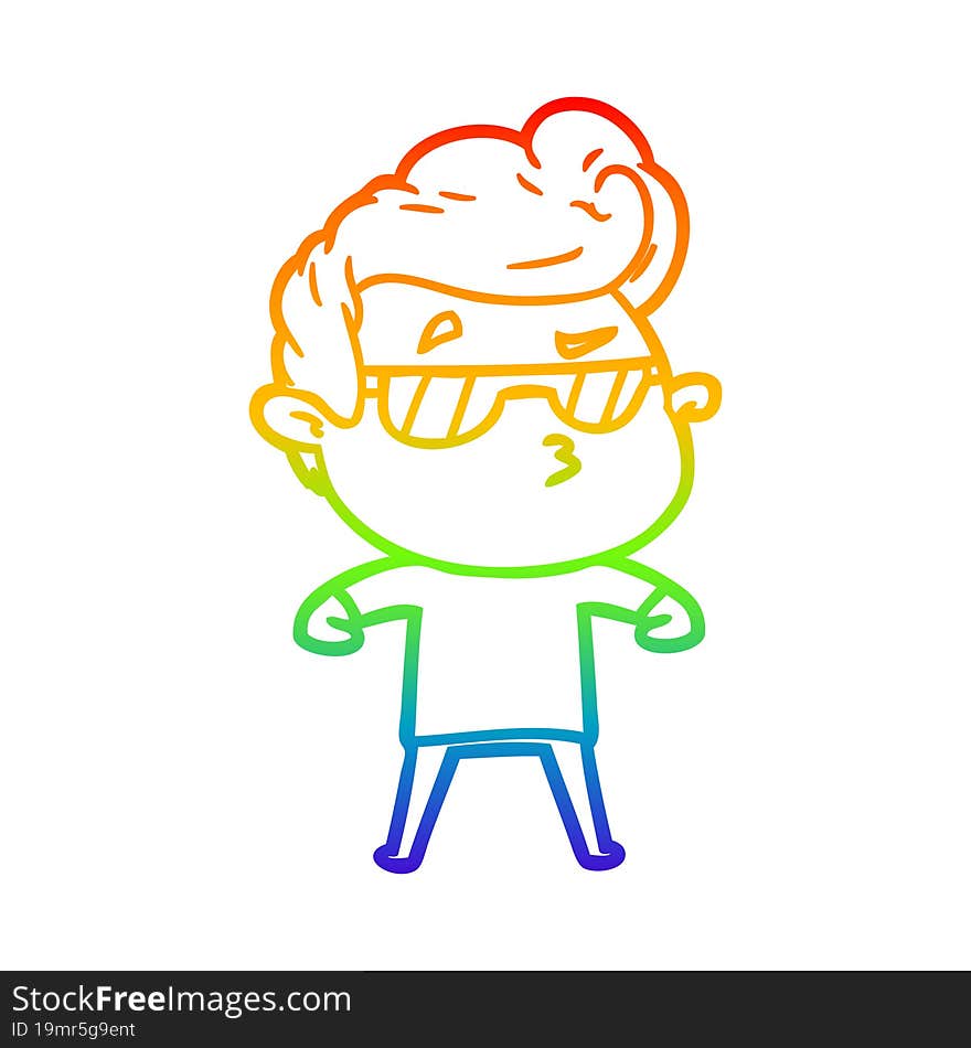 rainbow gradient line drawing cartoon cool guy