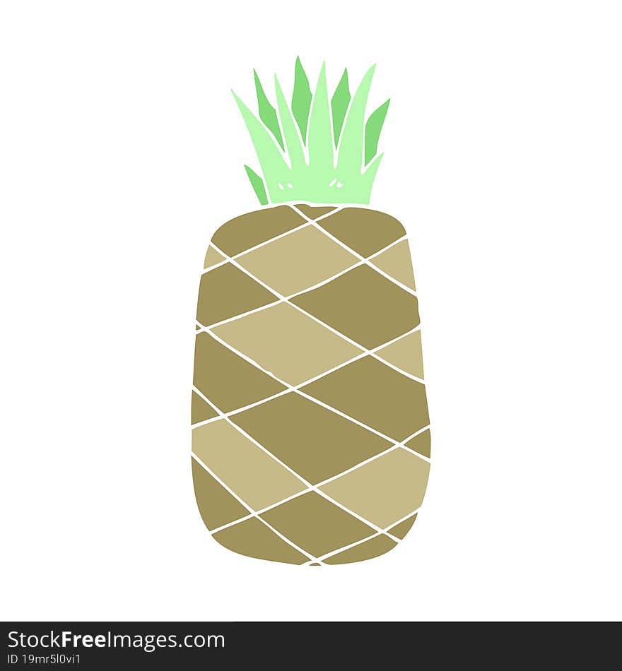 Flat Color Illustration Of A Cartoon Pineapple