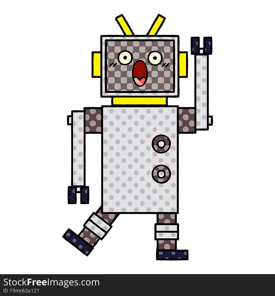 comic book style cartoon of a robot