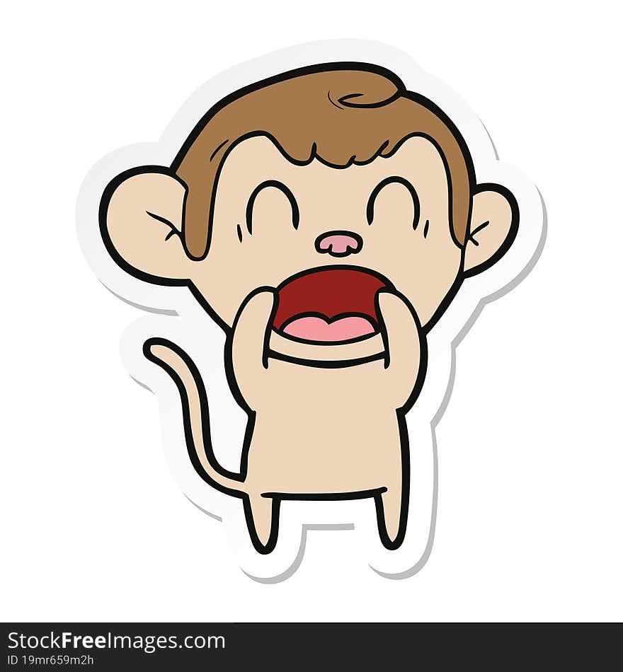 sticker of a shouting cartoon monkey