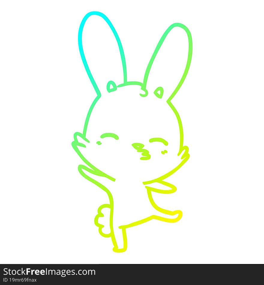 cold gradient line drawing of a curious bunny cartoon