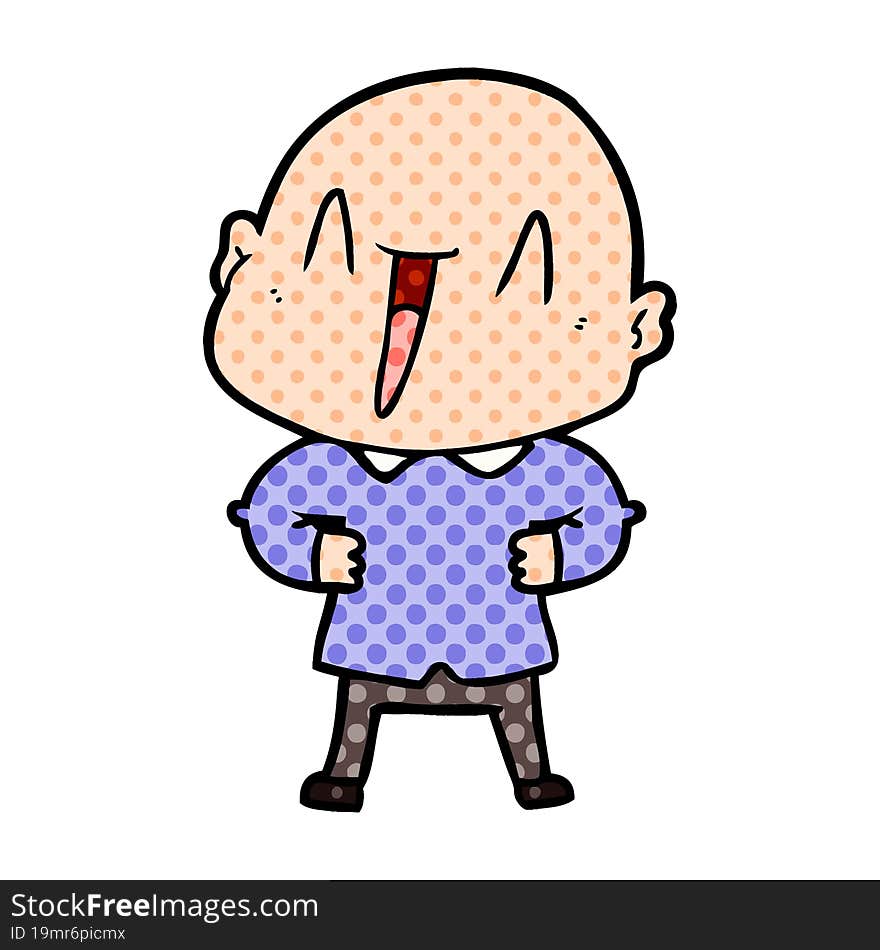 happy cartoon bald man. happy cartoon bald man